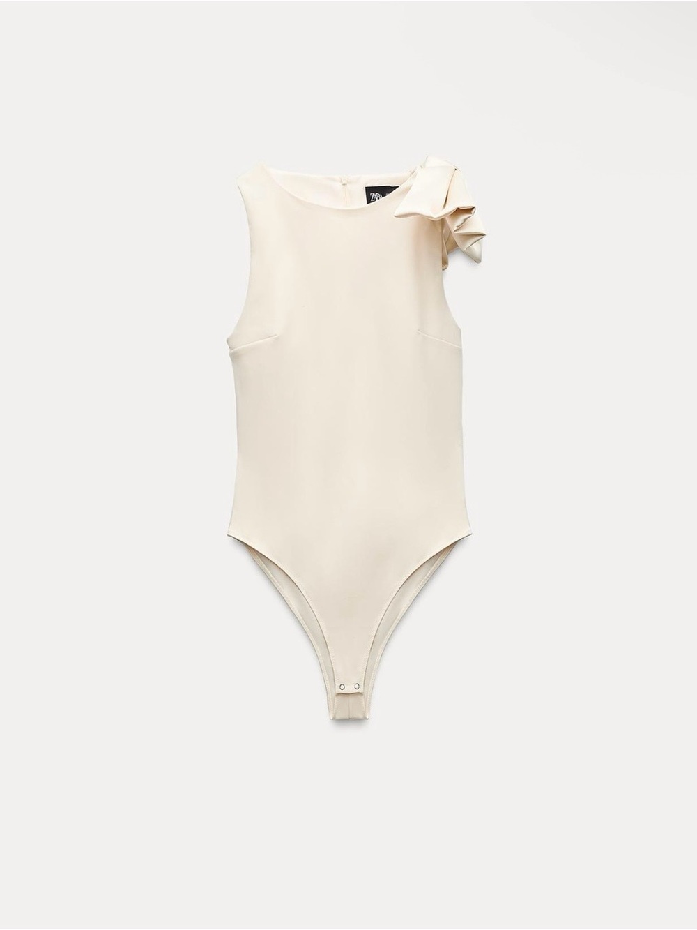 Zara Cream One-Shoulder Bow Bodysuit